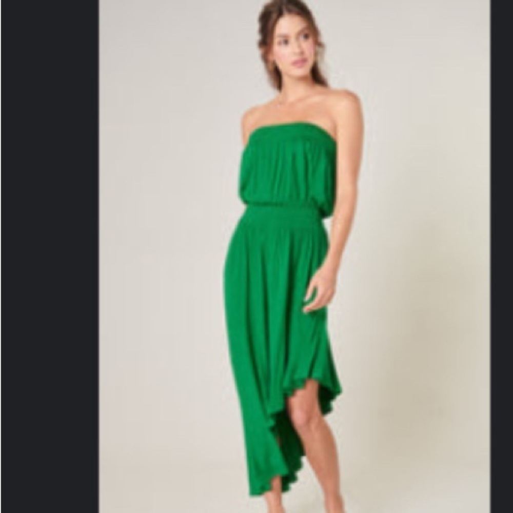Ayanna asymmetric tube midi dress in Kelly green